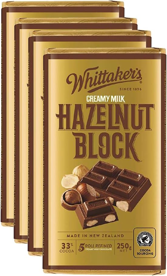 Hazelnut Chocolate Block 250g (Pack of 4)(Made in New Zealand)