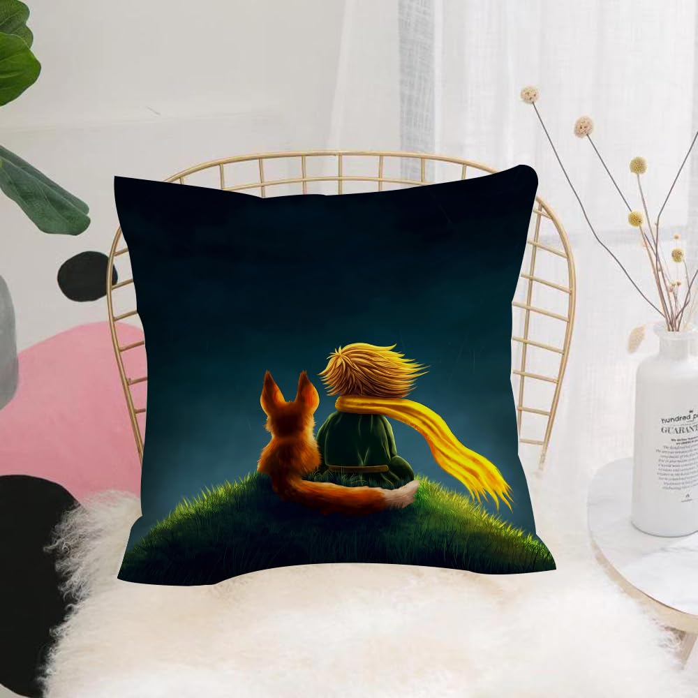 Hyosxw Little Prince And Fox, Little Prince And His - A2 Cushion Cover,Throw Pillow Case Home Decorative For Living Room Bedroom Sofa Chair 18X18 Inch,Little Prince And Fox, Little Prince And His Fox, Little Prince Fox,Pillowcase 45X45cm