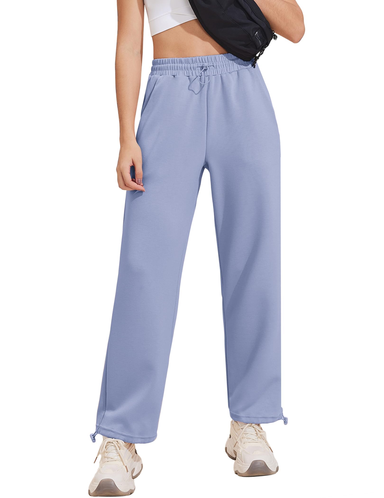 PINSPARK Pantaloni da Jogging da Donna Pantaloni Larghi Morbidi con Gamba Dritta Pantaloni da Jogger Lounge Sportivi Casual con Tasche