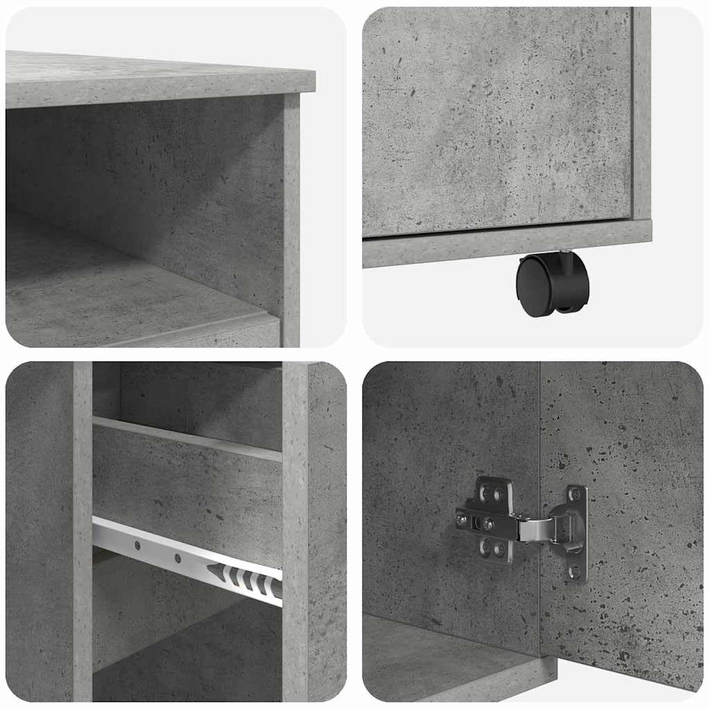 Scrivania Porta PC con Ruote 2 Cassetti 91x50x77 cm Grigio | Tavolo da studio salvaspazio per ufficio o camera con ruote bloccabili e vani portaoggetti.