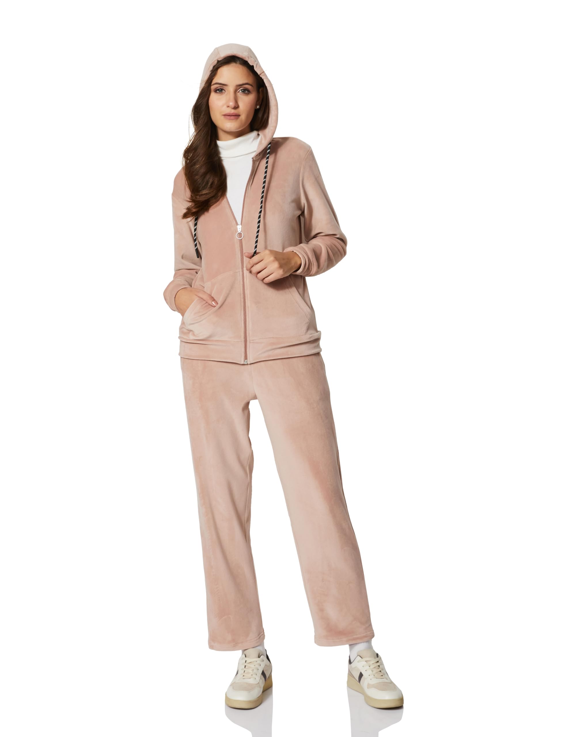 Womens Velour Hodded Sweatshirt and Bottom Co-ord Set (Available in Plus Sizes)-image-3