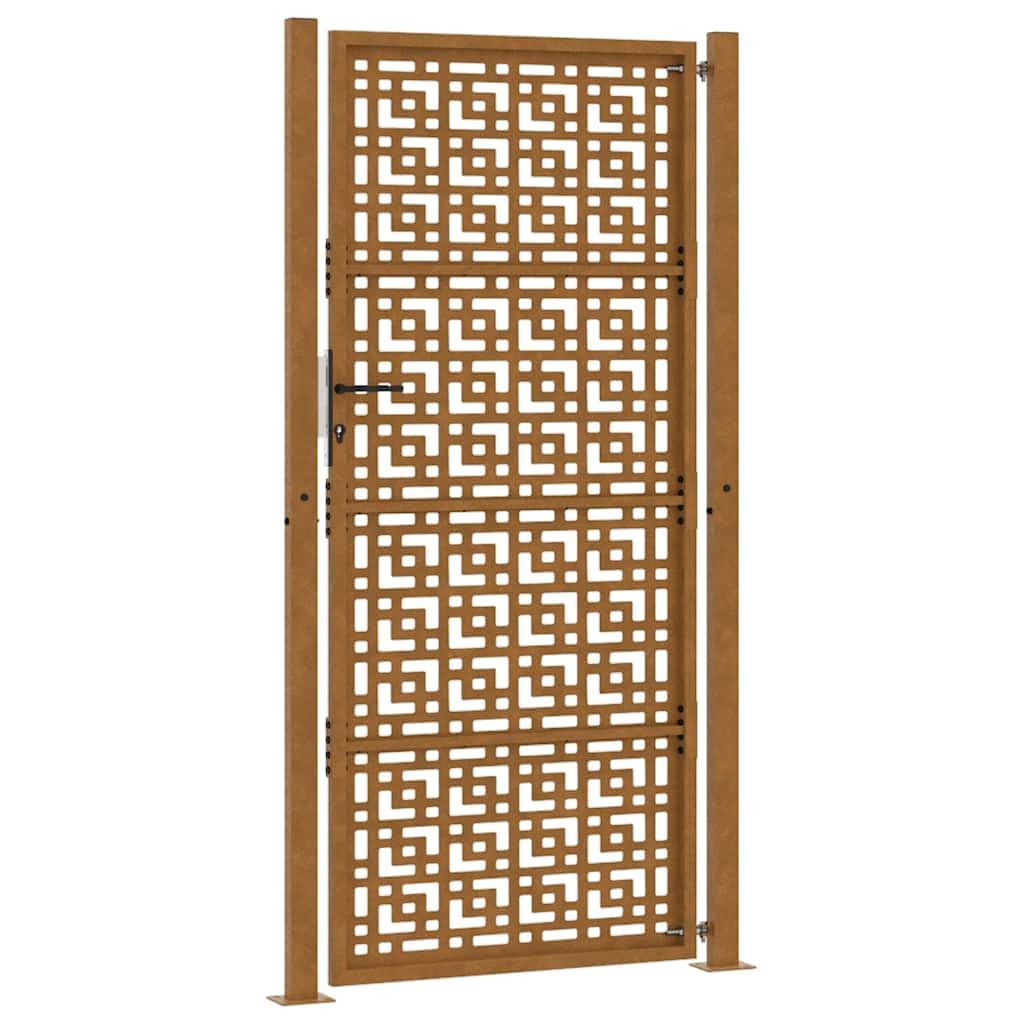 Generico Cancello da Giardino 105x205 cm in Acciaio corten con Design a Croce,Marrone,28.2kg,4101008