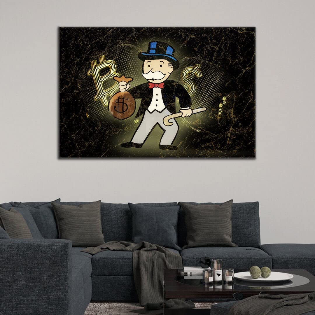 Amazon.com: Alec Monopoly Wall Art Décor US Dollar vs Bitcoin Pop Poster  100 Bill LV Gold Style Print Luxury Canvas Living Room ACRYLIC Sign Uncle  Sam Gambling Office Home Decoration: Posters &