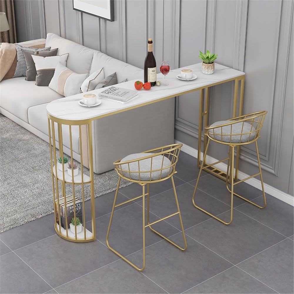 Table de Bar Table de Bar légère et Luxueuse en Bois Roche, Table Cuisine Salle à Manger Simple Haute avec Pieds Robustes(Petit)