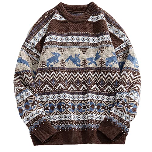 Dgoopd Men's Sweater Crew Neck Long Sleeve Sweaters Casual Pullover Sweater Cable Knit Pullover Warm Winter Fashion Tops