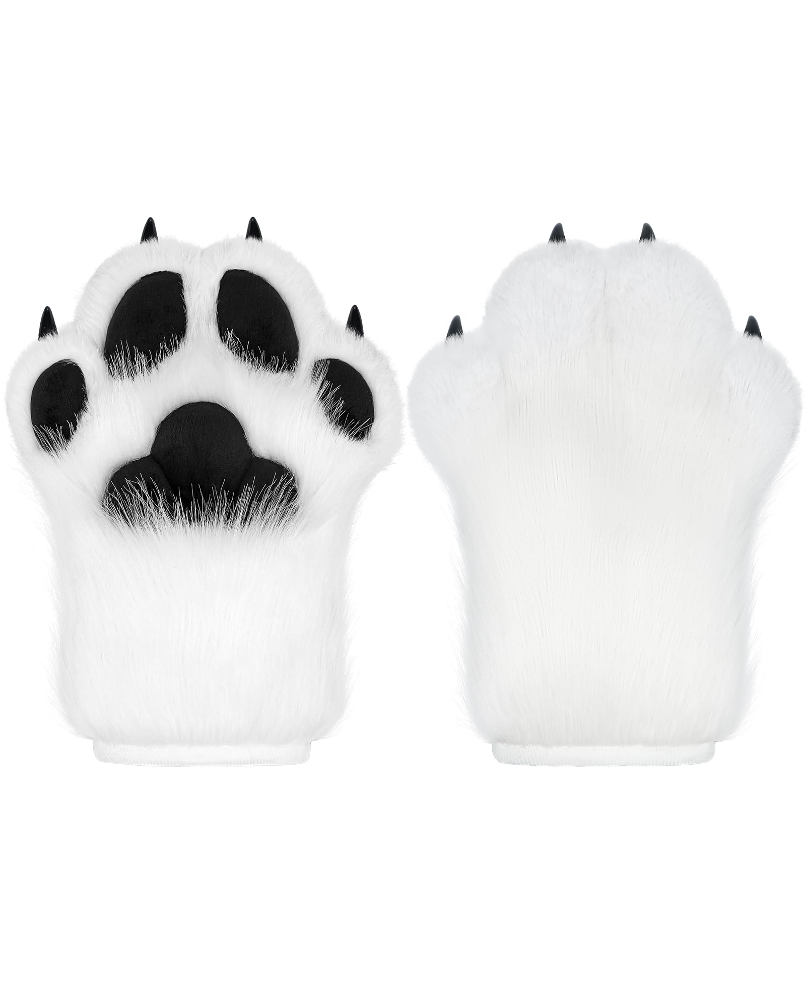 BNLIDES Cosplay Fursuit Paw Gloves Furry Claw Gloves Built-in Whistle Decompression Toys Costume Party Accessories for Adult (Bright-White) โ image 1