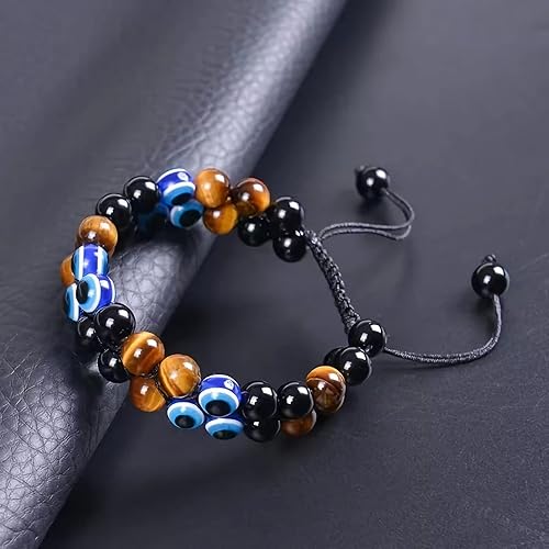 Vista 27 de Evil Eye Bracelets Protection Bracelet Beaded Bracelets Crystal Bracelet for Men Women Bring Luck and Prosperity and Happiness 8mm Blue Tiger