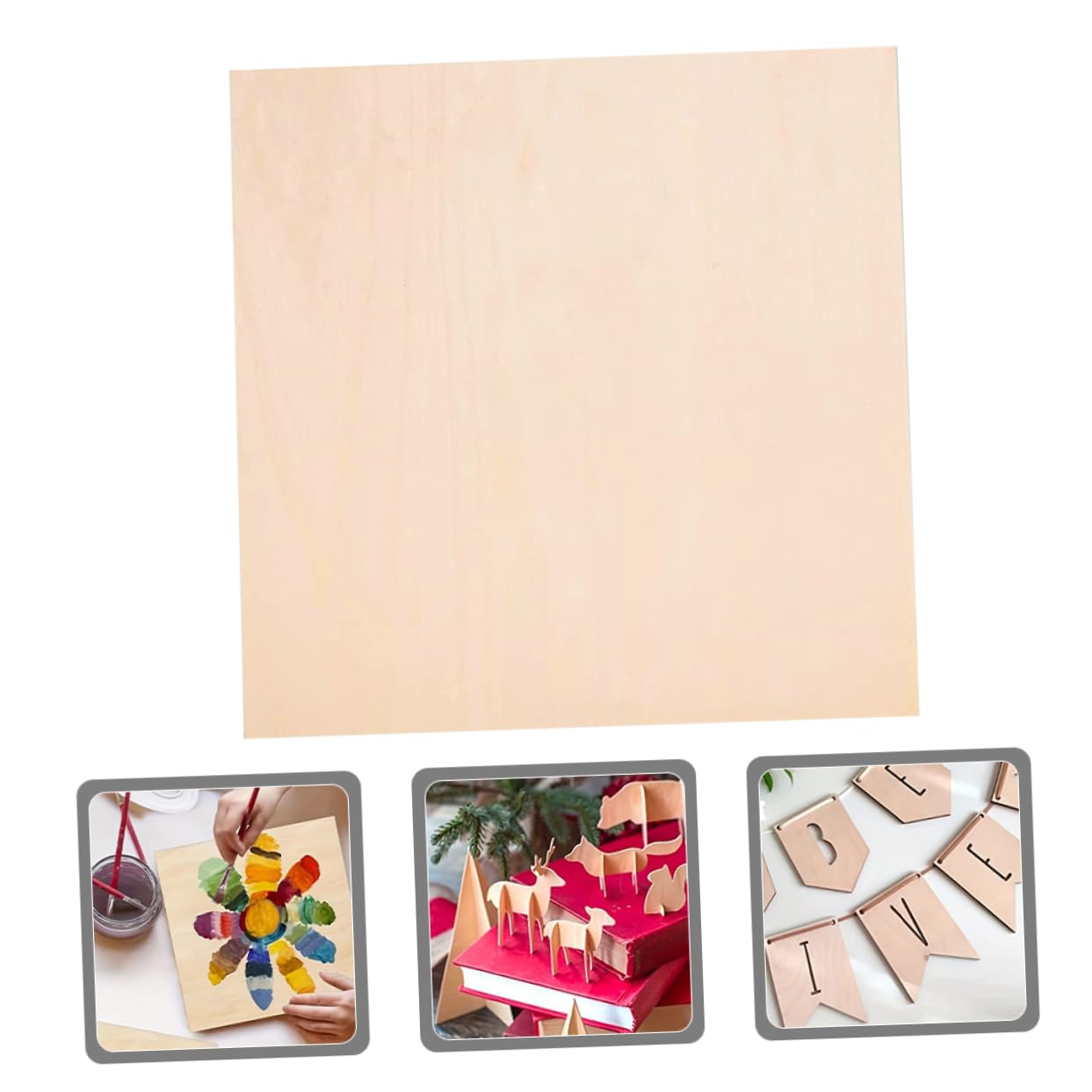 5pezzi Quadrati di Legno Grezzi per Progetti DIY e Modellismo