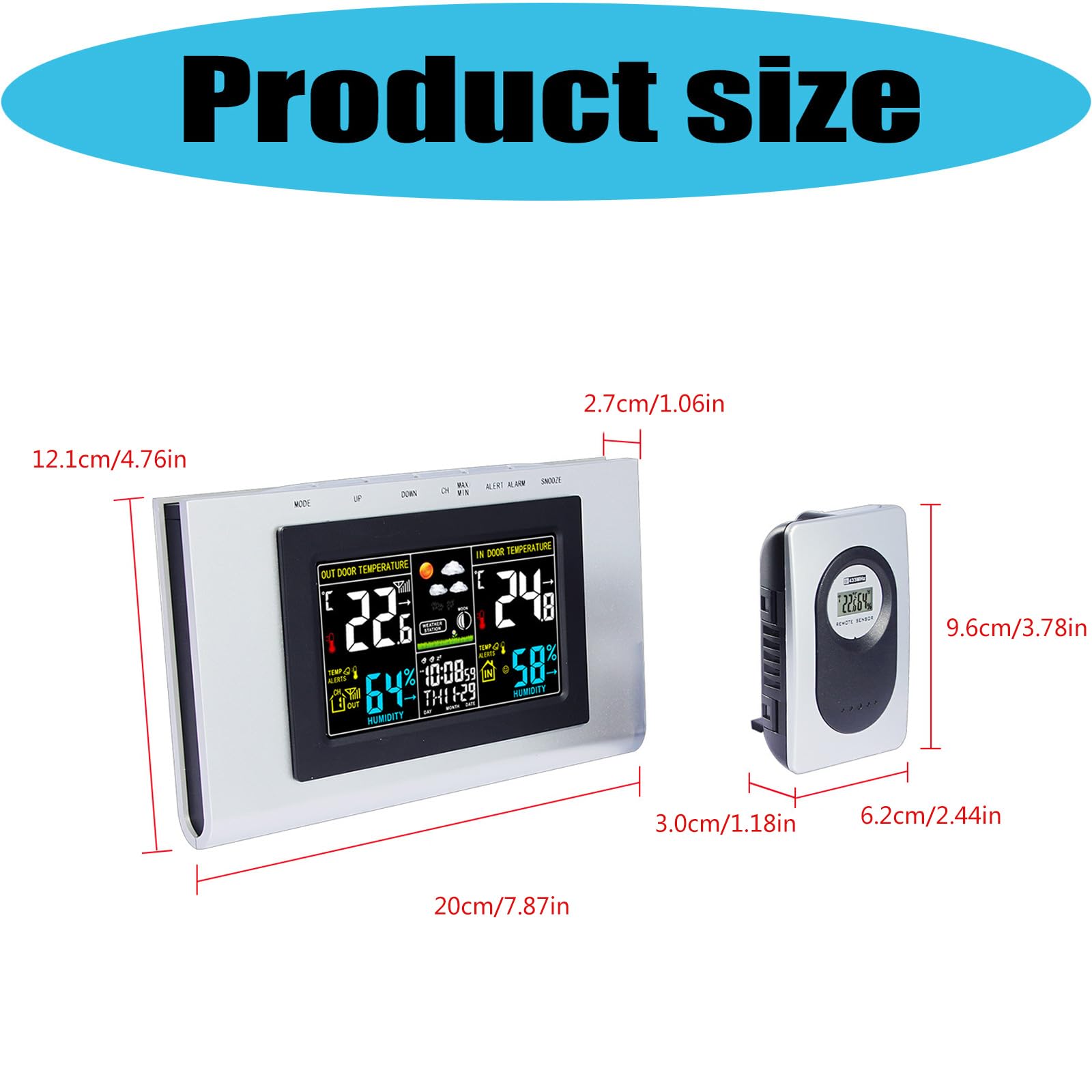 Kunststoff Hygrometer, Thermometer, Hygrometer mit Farbbildschirm für Küche, Weinkeller und Pflanzenpflege, batteriebetrieben