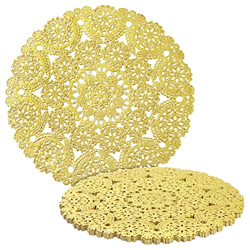 60 Pack Gold Paper Doilies 10 Inch, Round Medallion Lace, Wedding Decorative Placemats #TOP14