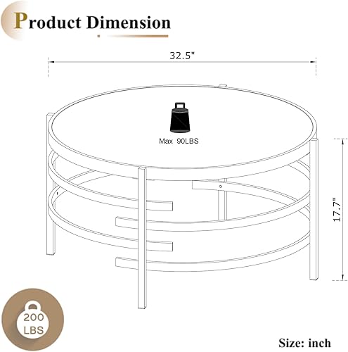 Miniatura 2 de Mesa de centro redonda de 32.5 pulgadas, elegante mesa de centro de piedra sinterizada con marco de metal plateado irregular, moderna mesa de té de