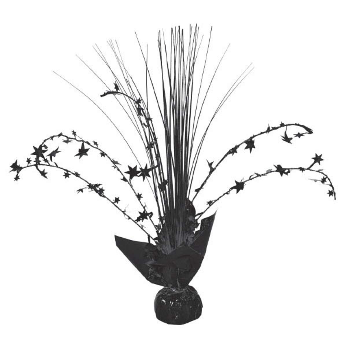 Jet Black Foil Spray Centerpiece - 12" (12 Pc) - Elegant & Eye-catching Party Decor - Perfect for Weddings, Birthdays & Holidays