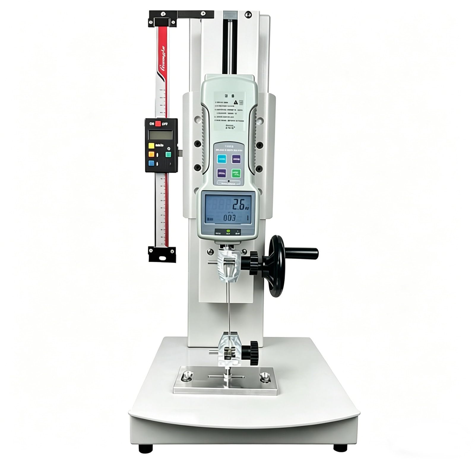 ZyKnaurral Desktop Tensile Compression Testing Machine, Digital Pull Force Tester,Screw Dynamometer Base Tester for Compression and Tension Testing,Widely Used, Stroke 300mm 100N-WithRuler
