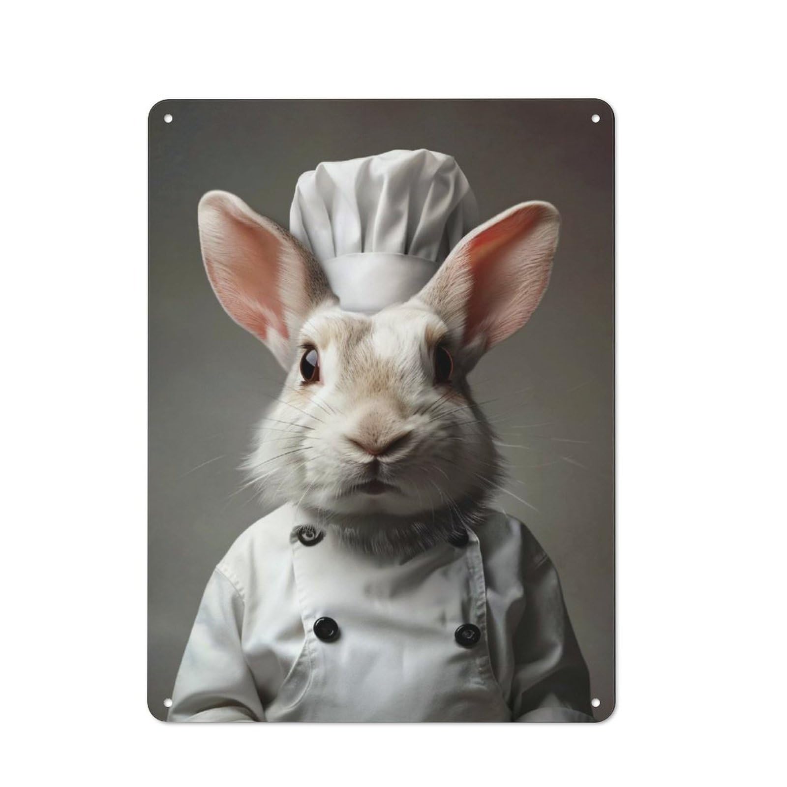 Junmoney Style-18 Metal Wall Sign 40X30cm Featuring Rabbit Chef Portrait For Workshop Wall, For Room Styling Across Workshops And Hobby Rooms