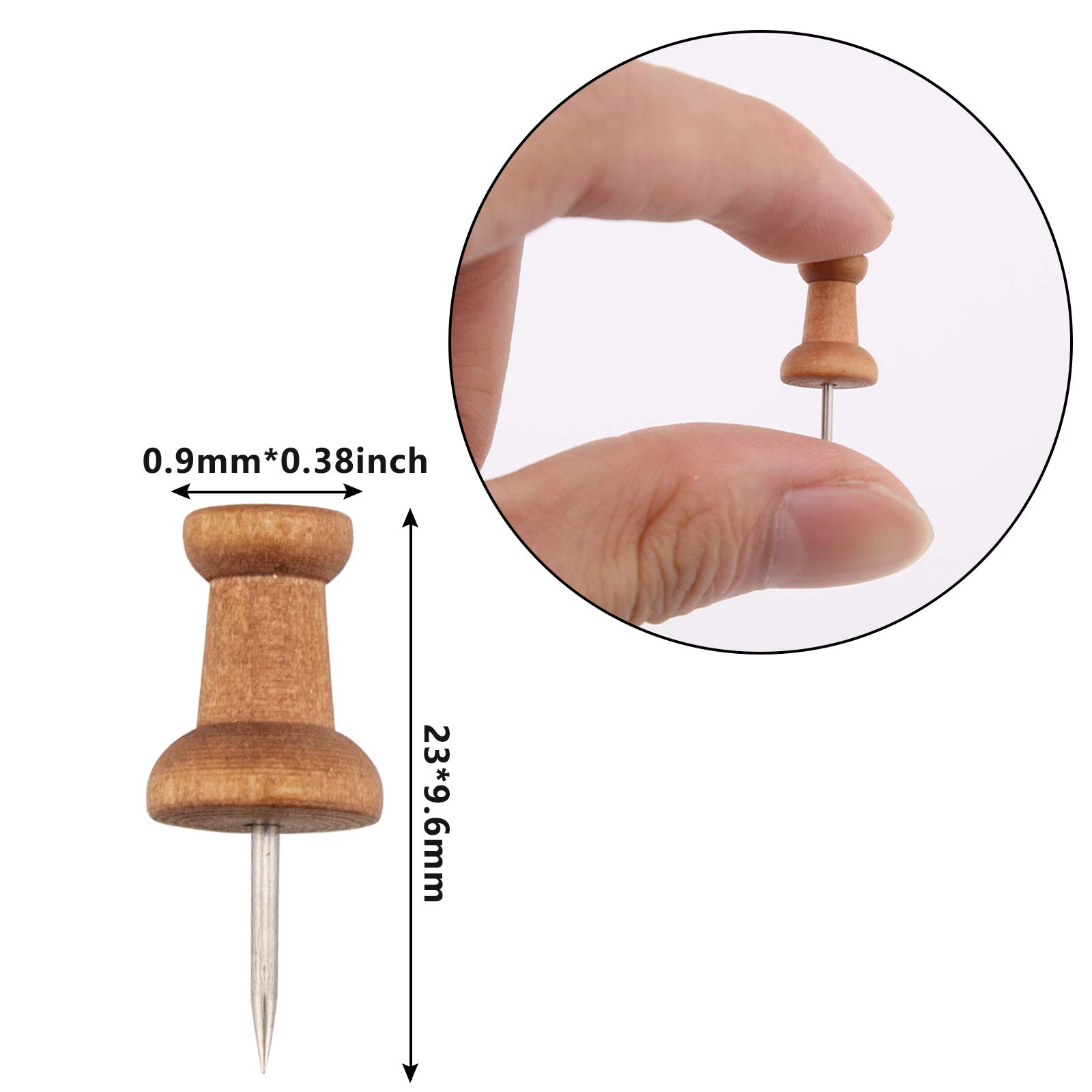 AIEX 100 Pièces Punaises En Bois Avec Pointe Acier - Épingles De Marquage Pour Tableau Liège, Artisanat Et Affichage
