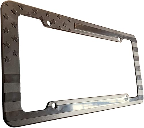 Marco de matrícula con bandera de EE.UU. en relieve 3D negro con estrellas y franjas americanas para automóvil, SUV, camión