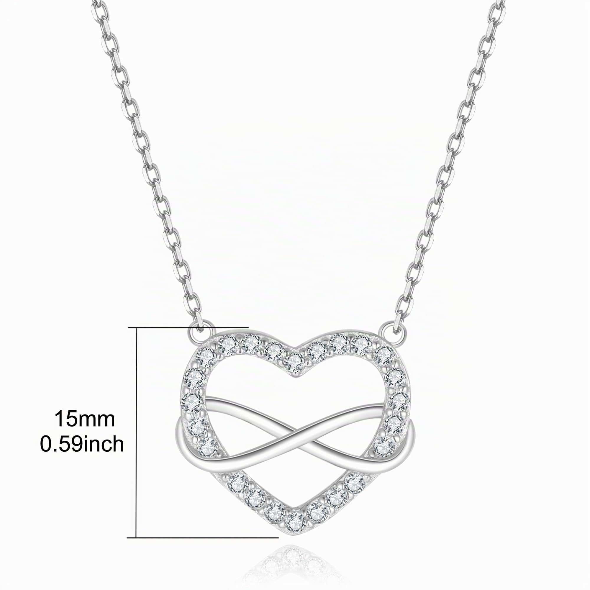 Jrêveinfini Infinito Cuore Collana Donna Bambina Argento 925 con Portagioie Regalo, Idee Regalo Compleanno Donna Bambina, Regolabile 40 + 5 cm