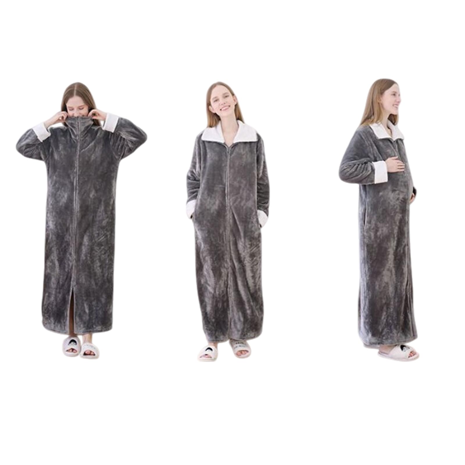 Suave con Cremallera Frontal Completa. Cómoda Prenda Holgada para Relajarse en casa y Dormir cómodamente.