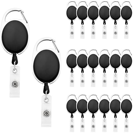 20 Pieces Retractable Fushing Badge Holders for Office and Medical Professionals