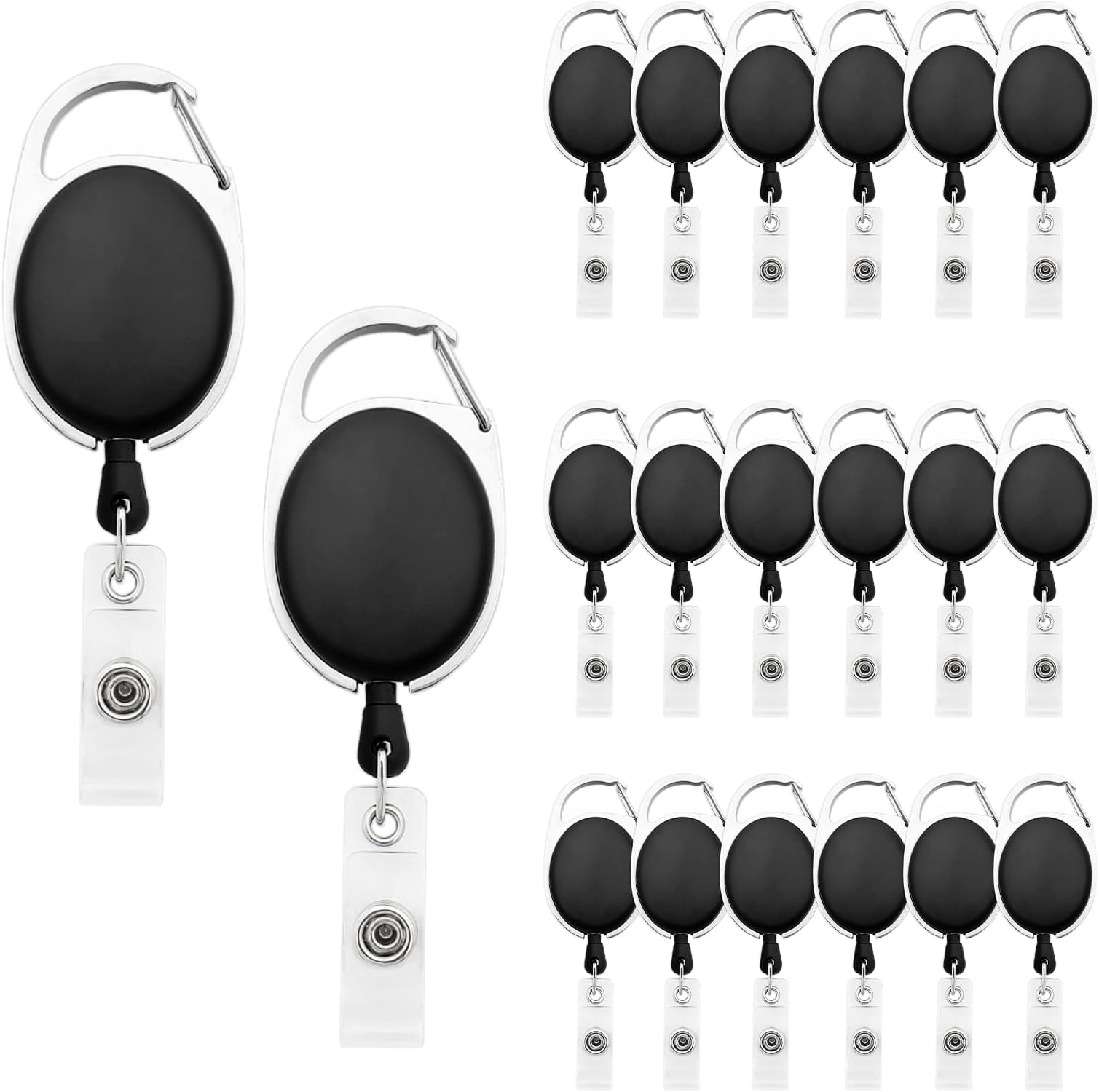 Fushing 20Pcs Carabiner Badge Reels, Retractable ID Card Reels