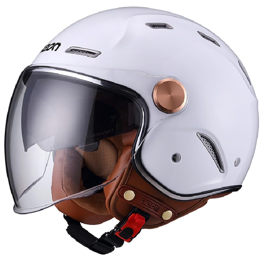 Casco Demi-Jet con Doppia Visiera, Casco Scooter Estivo Omologato ECE 22.05 con 10 Fori di Aerazione - Casco con Visiera Antigraffio e Sgancio Micrometrico