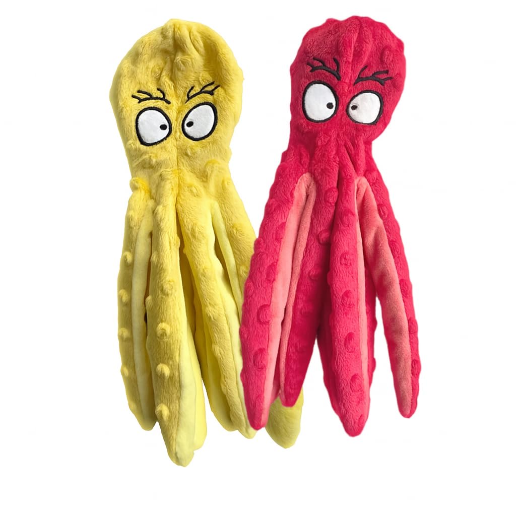 Furry Friends Haven Squeaky Dog Toys No-Stuffing Crinkle Plush Durable Puppy Teething Interactive Play 2-Pack