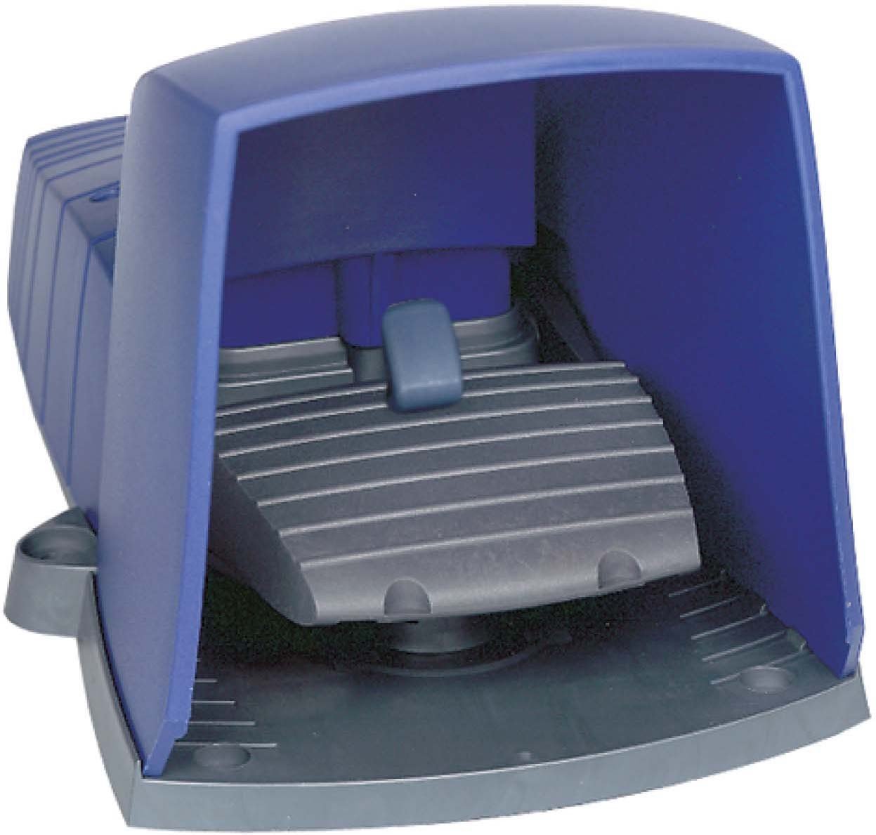 Pedal plast azul con contactos dobles NC y NA para maniobras seguras