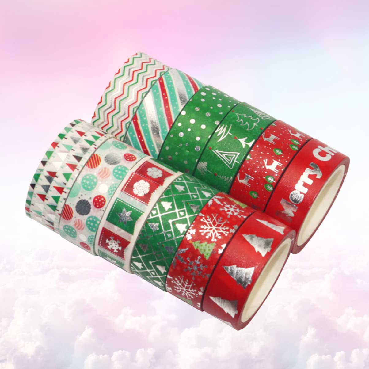 Didiseaon Rollos Linda Cinta De Papel Washi Cinta Adhesiva Washi Cinta De De Fiesta De Navidad Cinta Washi Cinta Decorativa Navideña Salir Adelante por Sí Mismo Árbol De Navidad