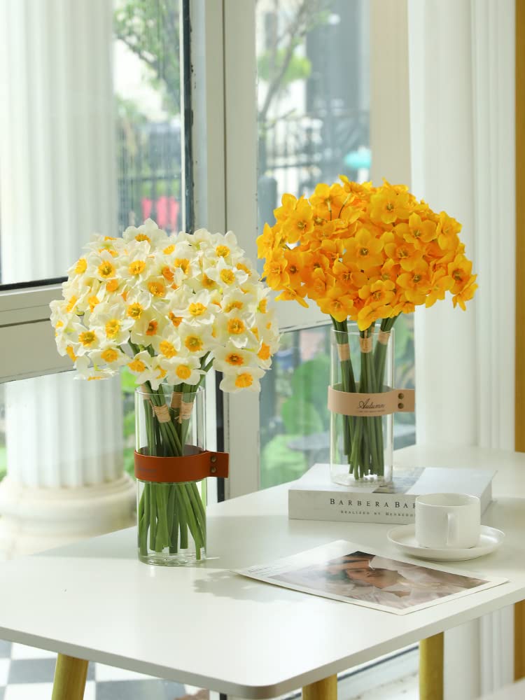 Narcisi Artificiali HAPLIA 22 Mazzi - Fiori Finti UV Per Esterni E Casa