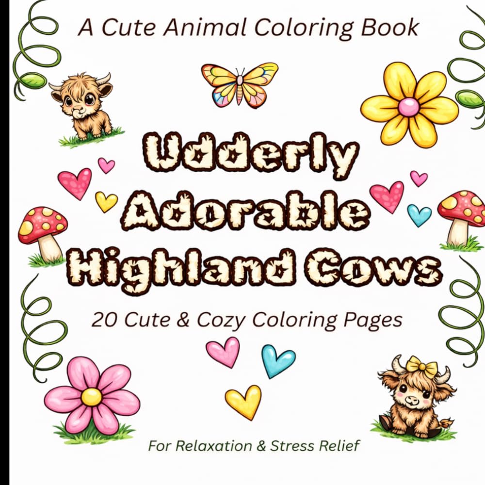 Udderly Adorable Highland Cows Coloring Book