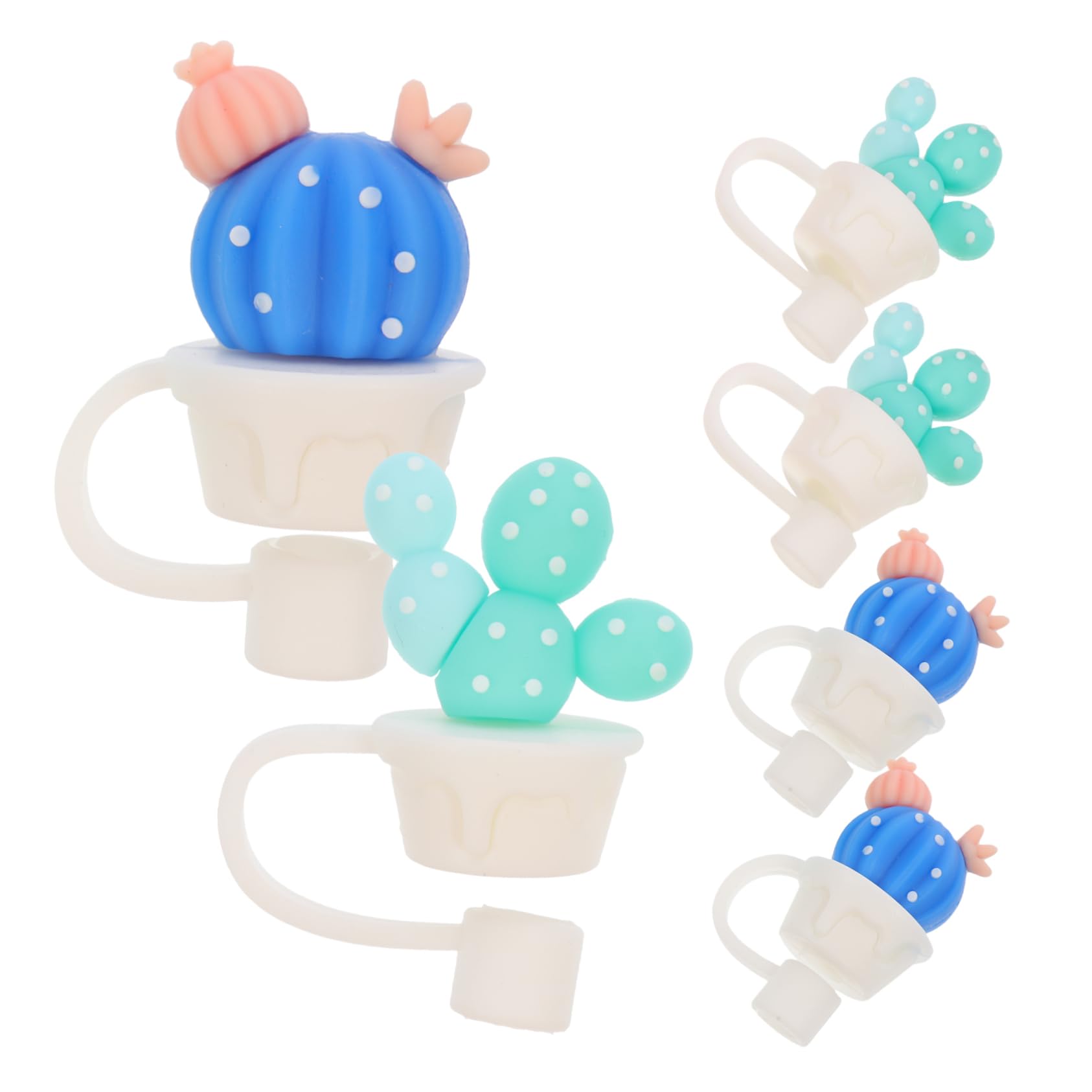 MOLUCKFU 6pcs Cute Straw Protectors Cartoon-themed Dust Covers for Straw Leak Easy to Clean for Drinks and Cups