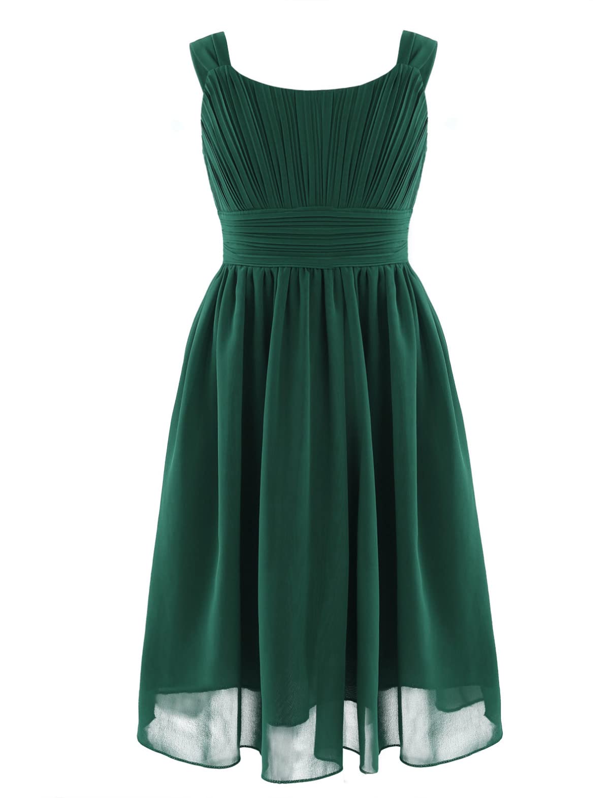 YiZYiF Kids Pleated Chiffon Flower Girl Dress Wedding Bridesmaid Birthday Party Summer Dance Prom Dresses Green 11-12 Years