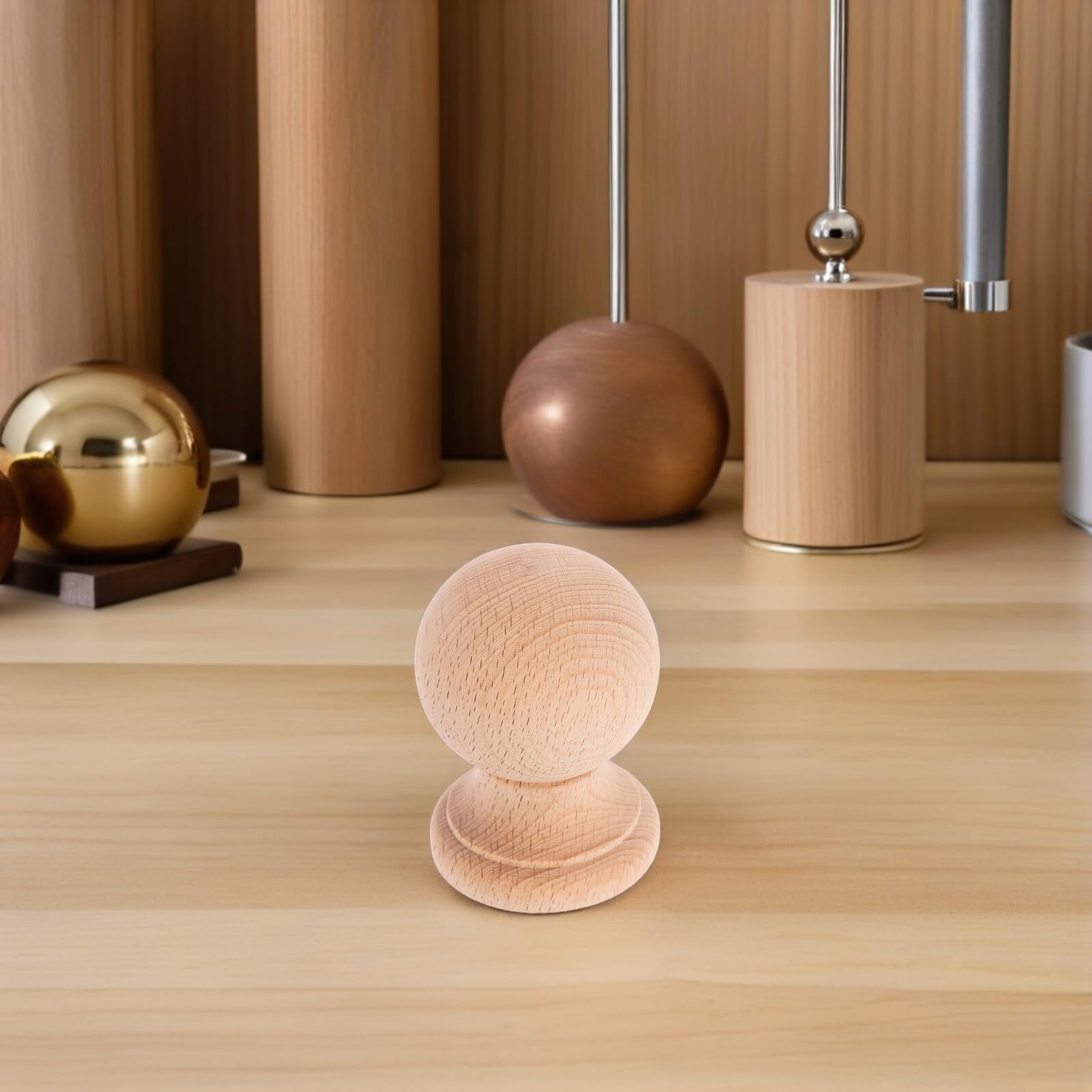 Vaguelly Remate de Madera Maciza en Forma de Bola para Muebles y Escaleras, Estilo Romano Clásico, Fácil Instalación, Adecuado para Decoración de Villas y Renovaciones