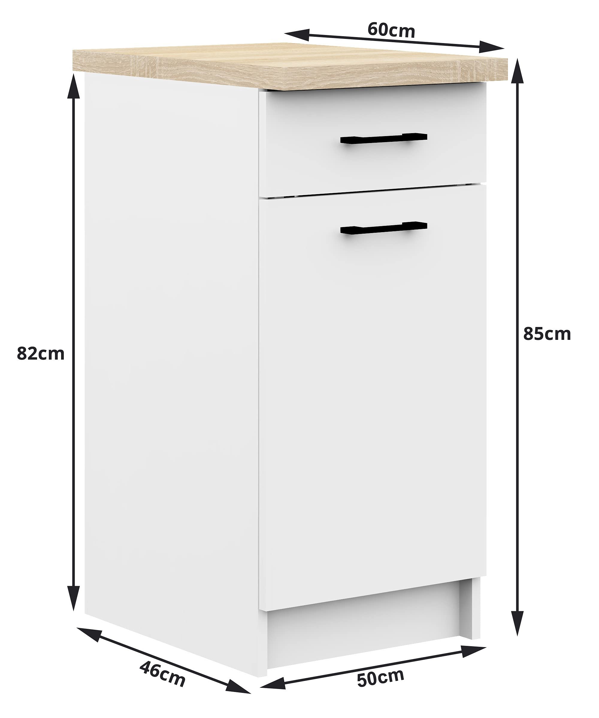 Meuble De Cuisine Bas AKORD S80 OLIWIA Modulable Blanc 80 Cm 2 Portes Fau00e7ade Blanche Brillante 2 U00e9tagu00e8res 80x46x85 Cm - Maison