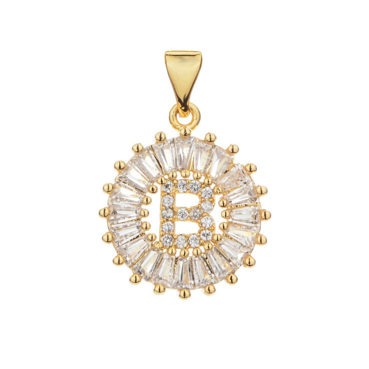 Zivom® Initial Alphabet Large Letter Cubic Zirconia CZ 18K Gold Necklace Birthday Gifts For Women Girls