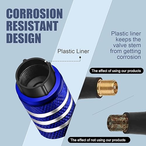 Miniatura 8 de Cubierta de tapón de válvula para neumático Paquete de 5 tapas de aire de metal, forro de plástico, resiste la corrosión, contra fugas, para auto,