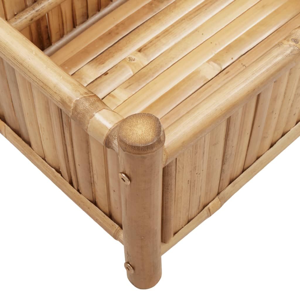 Jardinera de bambú 100 x 30 x 25 cm para plantas y flores, caja elevada de jardín, balcón o patio, diseño amplio para hierbas aromáticas y verduras, material natural resistente