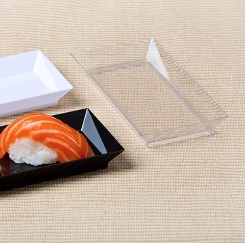 Miniatura 2 de Zappy 50 unidades de 2.5 x 5 pulgadas, elegante bandeja rectangular pequeña pequeña para aperitivos, platos de postre  bandejas desechables de