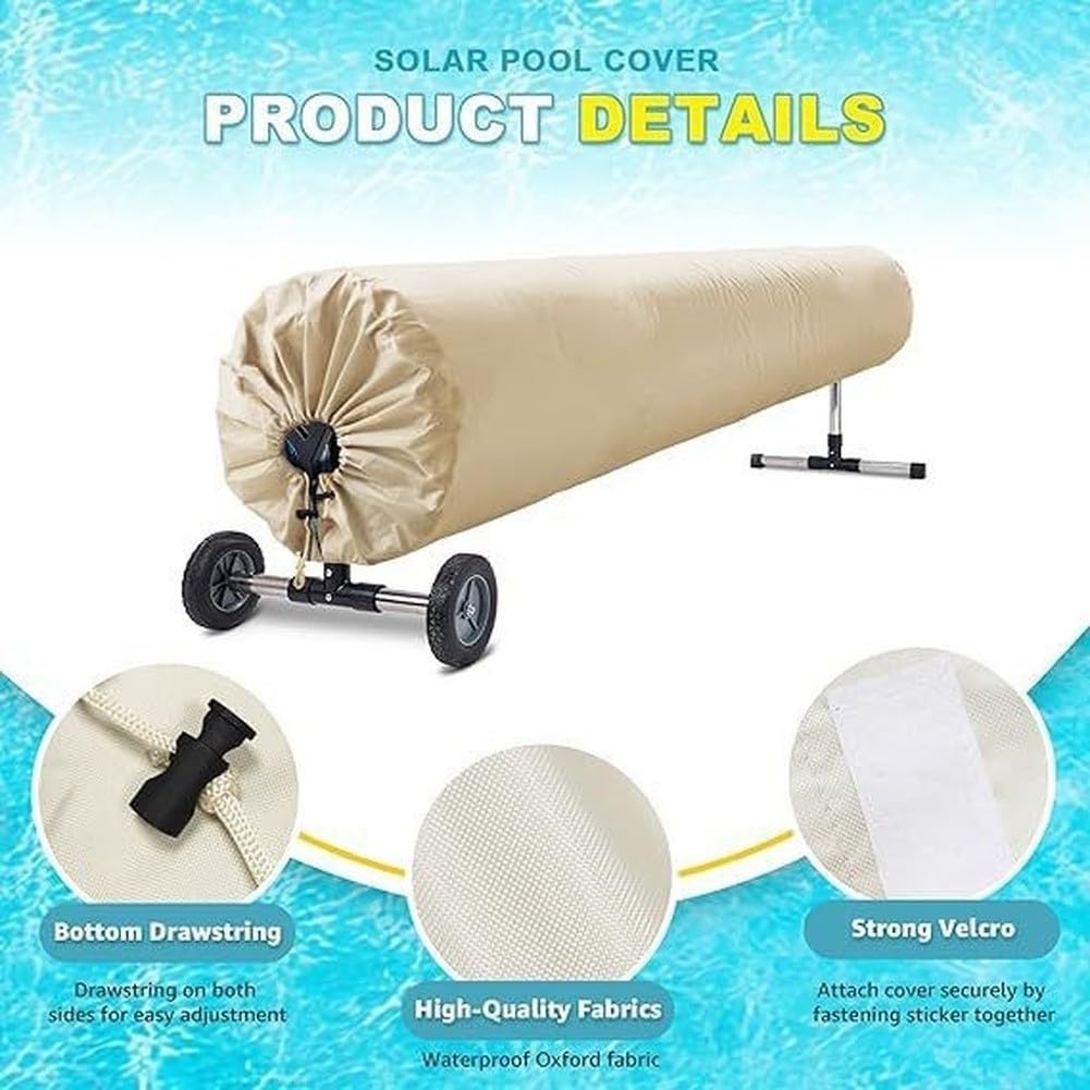 Copertura Protettiva Telo per solare Piscina 490x96cm Impermeabile(beige490*96cm)