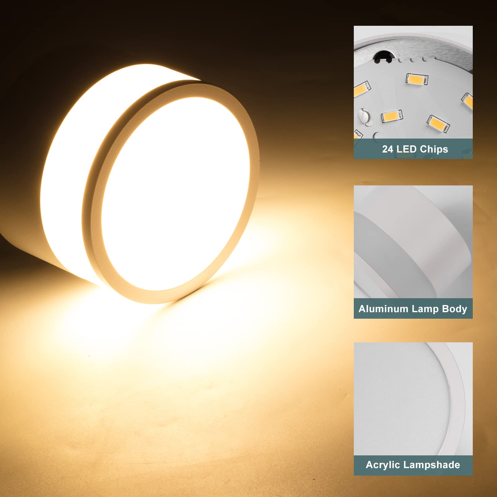 Plafonnier LED Spot 12W 3000K Lot de 4 Blanc Plafonnier Salon Aluminium Ø10cm 230V Luminaire Spots pour Couloir Chambre Salle à Manger Cuisine