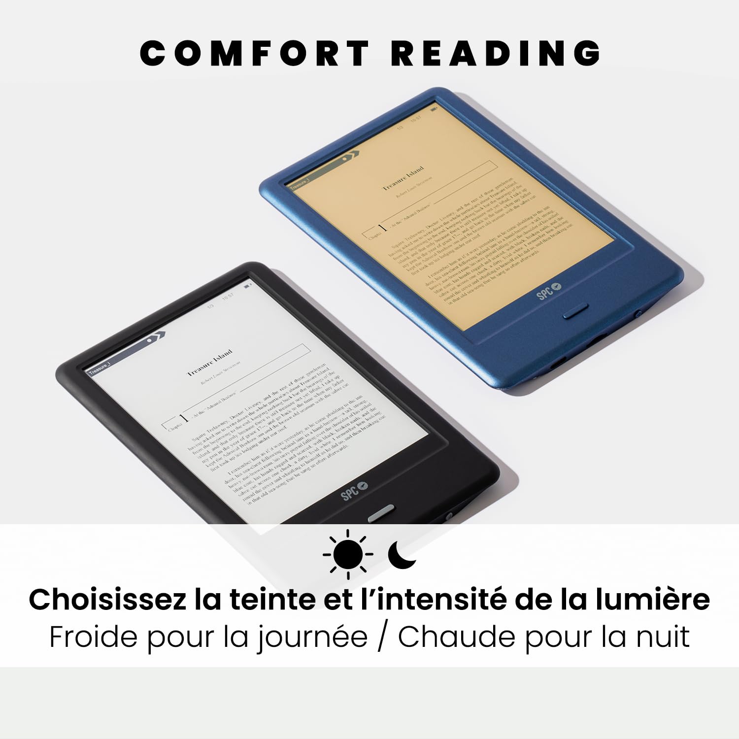 SPC Dickens Light 2 Pro – Liseuse Livre électronique écran Tactile 6 Pouces | Luminosité et température de Couleur réglables | 8GB Plus de 8 000 Livres | 1 Mois autonomie | Léger Fin | USB-C | Bleu