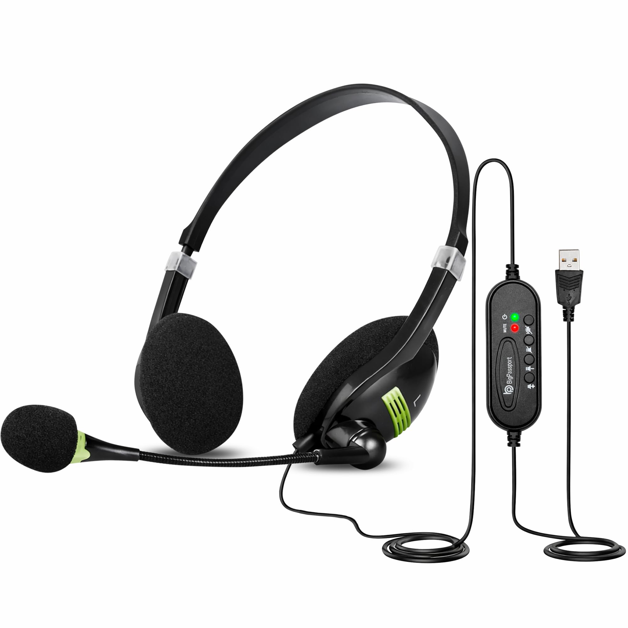 BigPassport Wired USB Headset with Noise Cancelling Microphone | HD Audio & All-Day Comfort for Online Meetings & Office Calls | USB Headphones for PC & Laptop | Model: Pro-Tech 440 (Black)