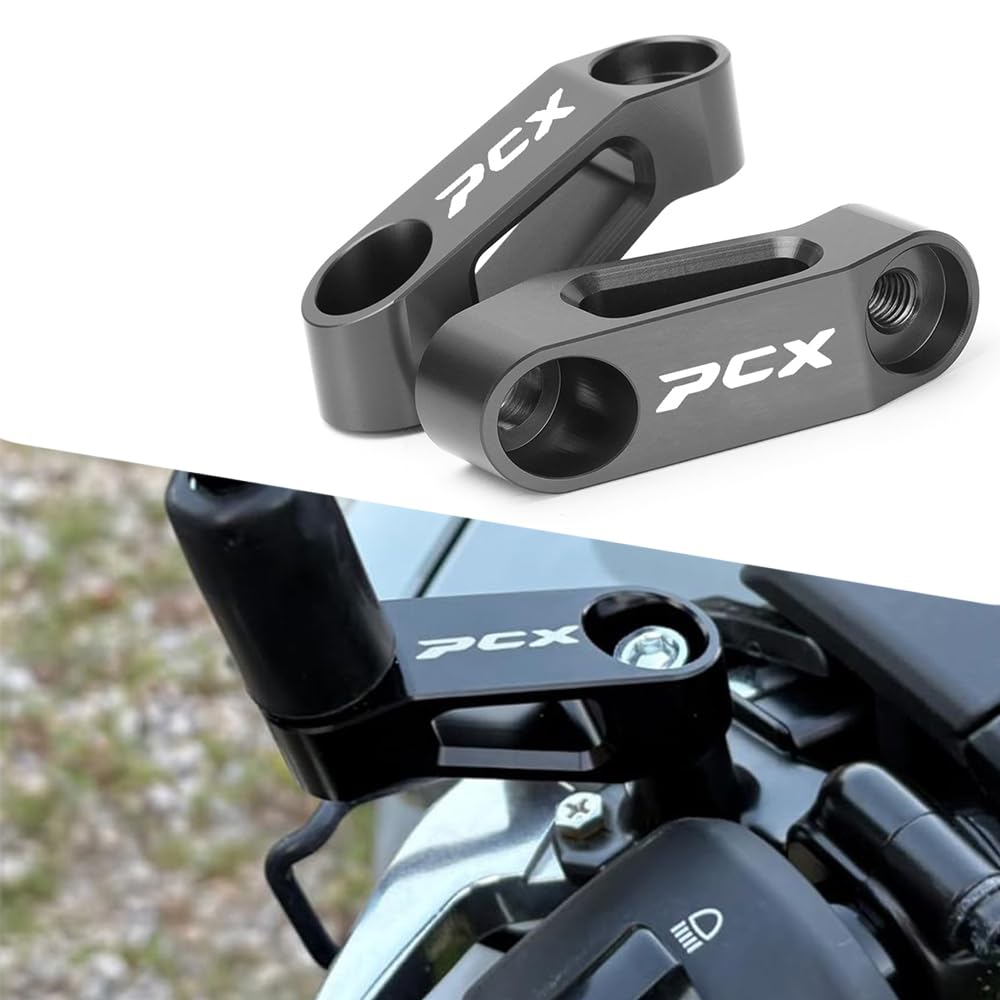 Modeer Pour PCX 125 150 160 Élévateurs de rétroviseur de moto chaque année pcx125 pcx150 pcx160 Accessoires (Gris)