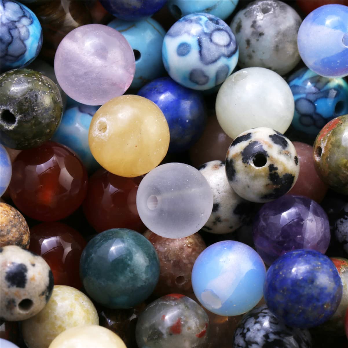 Lurrose 300pezzi Natural Stone Round Beads Di Perline Fatte Mano Per Bracciali e Collane Materiale Pietra Naturale Accessori Per Gioielli