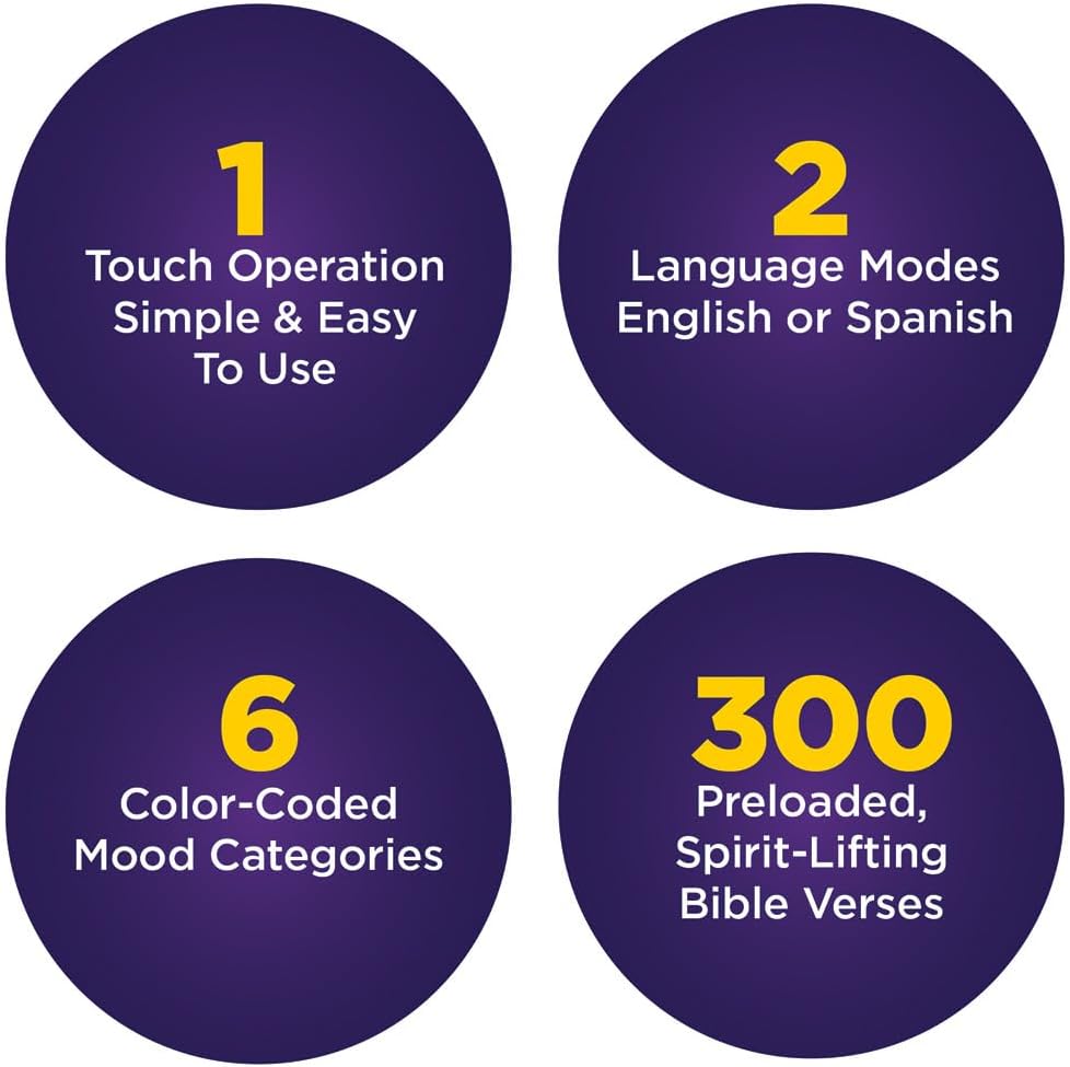 Ontel My MoodBible Digital Audio Bible Player: 300+ Verses in English & Spanish, Mood Based Scripture Selection, Portable & Easy to Use, Inspirational Christian Gift for Men, Women & Families