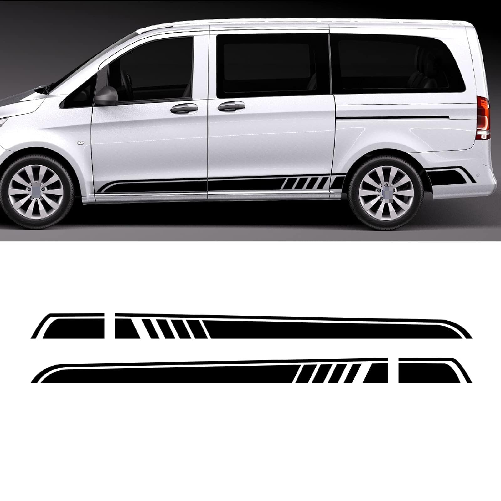 UNCLE LIAO Car Side Skirt For Mercedes Benz Vito Viano Valente Metris V Class W447 W639 V260 Auto Car Door Sticker Side Step Skirt.,Blue
