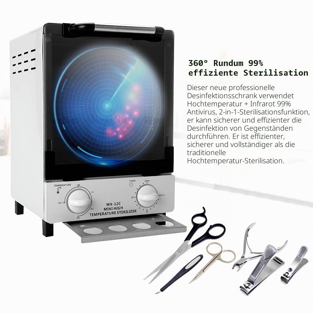 YUYTE 2 In 1 10 L Heißluftsterilisator, Autoklav, Hochtemperatur Sterilisation, Trockene Hitze Sterilisator Schrank Autoklav, Hochtemperatur + Infrarot Desinfektionsbox, Handtuchwärmer