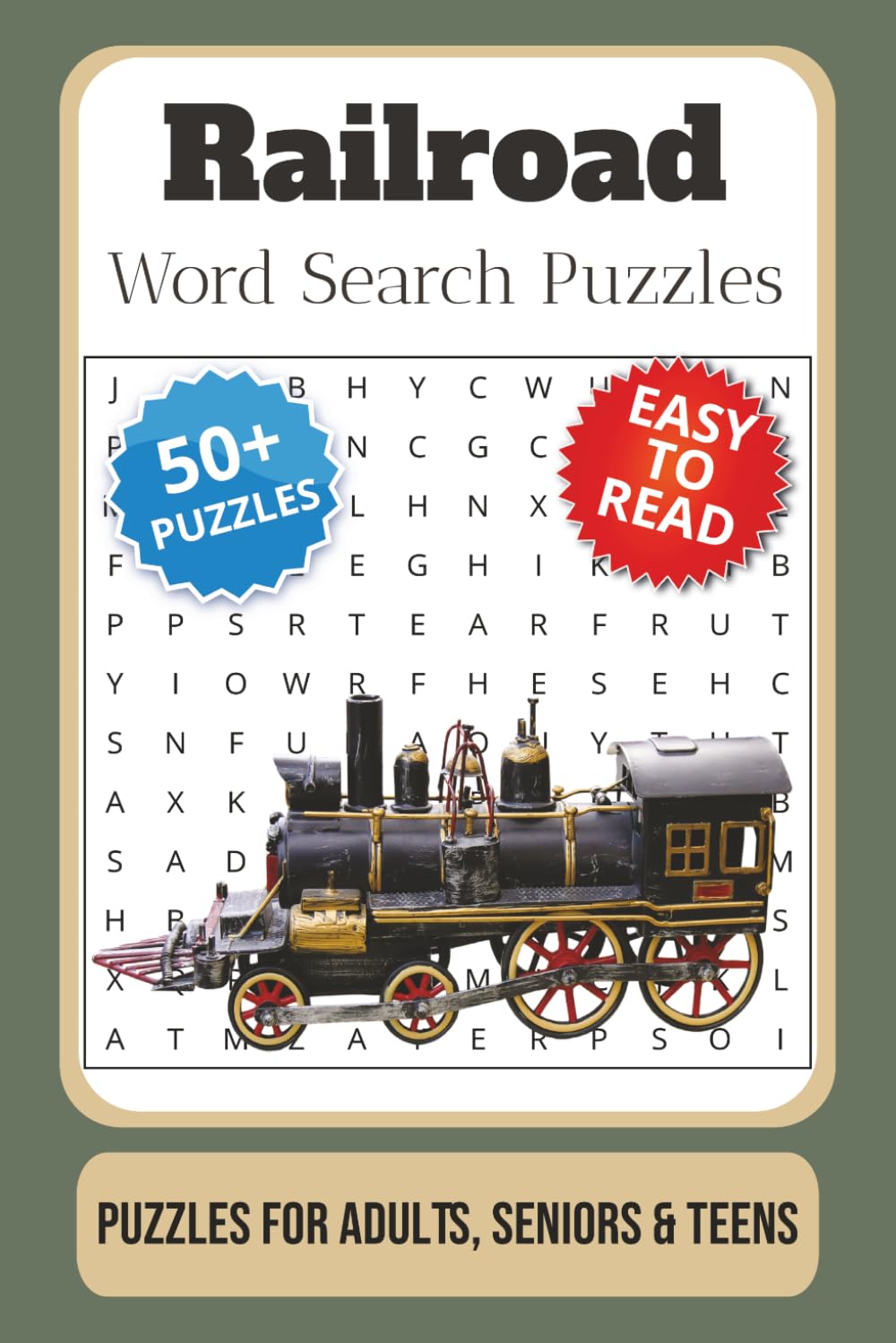 Railroad Word Search Puzzle Book: Word Searches with Easy to Read Print about Railroads, Trains, Locomotives, and More | 6x9 inches, 110 pages | 50+ ... … Gift for Vacations, Holidays and Free Times