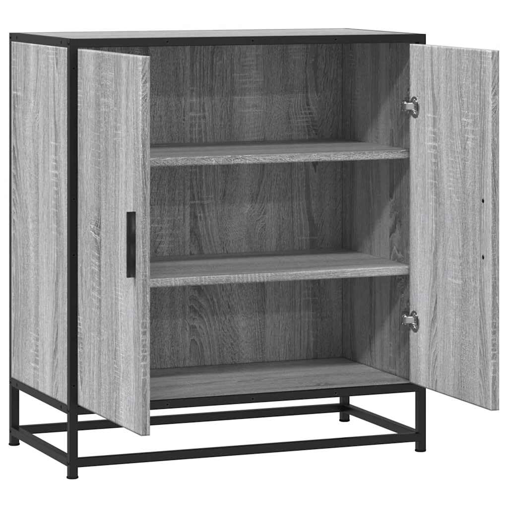 Aparador moderno con aspecto industrial de madera y estructura de metal, mueble de almacenamiento estable para platos de comedor, aparador con tres estantes y puertas para un uso óptimo