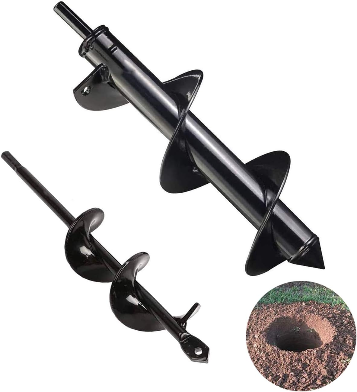 2 Pcs Auger Drill bit for Planting, 1.6x8.7"& 4x12" Garden Auger Spiral